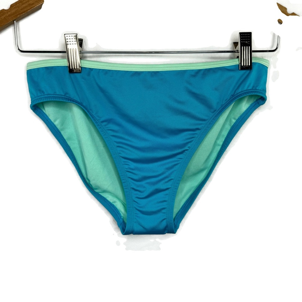 Girls Under Armour Heatguard Blue Bikini Bottoms with Green trim Fitted size 16